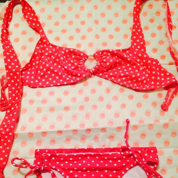 Victoria S Secret Swim Victorias Secret Skinny Dip Pink Polka Dot Bikini Poshmark