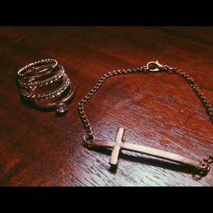 Ring set / knuckle rings / cross bracelet Ring set / knuckle rings / cross bracelet