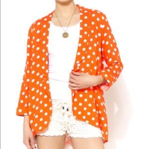 MINKPINK Jackets & Blazers - Mink Pink Polka Dot Orange Blazer MINKPINK Jackets & Blazers - Mink Pink Polka Dot Orange Blazer