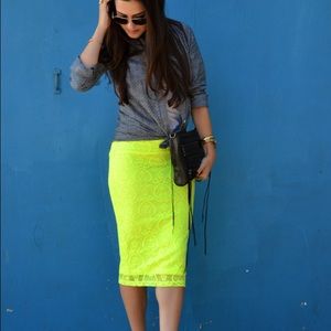 ASOS Dresses & Skirts - Neon Yellow Lace Skirt ASOS Dresses & Skirts - Neon Yellow Lace Skirt