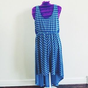 Aqua & Blue Stripe Hi-Low Dress Aqua & Blue Stripe Hi-Low Dress
