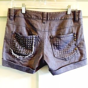 Alice + Olivia Pants - Alice + Olivia grey studded denim shorts NWOT Alice + Olivia Pants - Alice + Olivia grey studded denim shorts NWOT