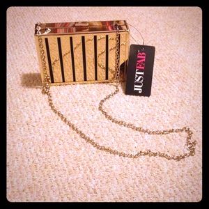 New JustFab gold metal clutch with optional strap New JustFab gold metal clutch with optional strap