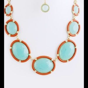 Orange mint gold statement necklace set new Orange mint gold statement necklace set new