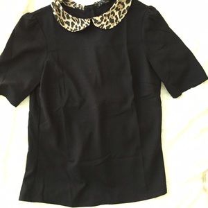 Zara Tops - Adorable Black Top with Leopard Print Color Zara Tops - Adorable Black Top with Leopard Print Color