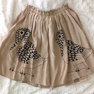 Anthropologie Dresses & Skirts - Owl Print Silk Skirt Anthropologie Dresses & Skirts - Owl Print Silk Skirt
