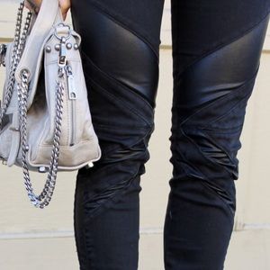 Blank Denim Denim - Black Skinny Jeans w/ Faux Leather Panels Blank Denim Denim - Black Skinny Jeans w/ Faux Leather Panels