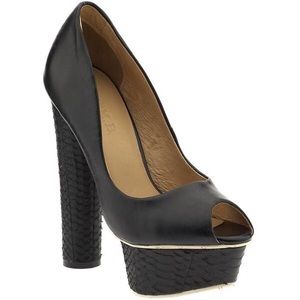 L.A.M.B. Hide Platform Pump, Black, Size 8 L.A.M.B. Hide Platform Pump, Black, Size 8