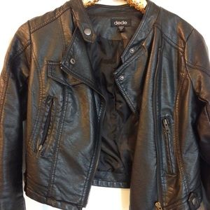 Jackets & Blazers - Slightly cropped faux leather moto jacket Jackets & Blazers - Slightly cropped faux leather moto jacket