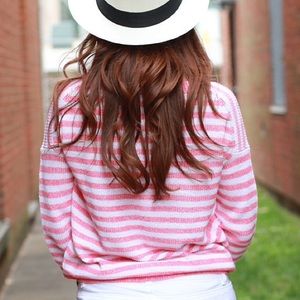 J. Crew Sweaters - J.Crew coral stripe linen/cotton sweater J. Crew Sweaters - J.Crew coral stripe linen/cotton sweater
