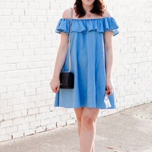 Chicwish Dresses & Skirts - Chicwish chambray off the shoulder dress Chicwish Dresses & Skirts - Chicwish chambray off the shoulder dress