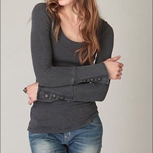 Free People Tops - Free People Charcoal Motor Cuff Thermal Free People Tops - Free People Charcoal Motor Cuff Thermal