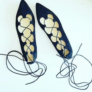 Shoes - Black lace tie up pointy toe flats NEW Shoes - Black lace tie up pointy toe flats NEW