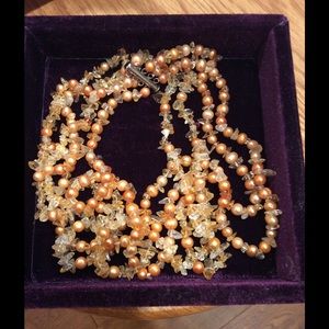 Pearl and Natural Stone Necklace Pearl and Natural Stone Necklace