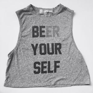 The Laundry Room Tops - The Laundry Room Beer Yourself Muscle Crop Top The Laundry Room Tops - The Laundry Room Beer Yourself Muscle Crop Top