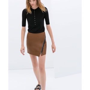 Zara Dresses & Skirts - ZARA BASICS faux leather brown wrap mini skirt NWT Zara Dresses & Skirts - ZARA BASICS faux leather brown wrap mini skirt NWT
