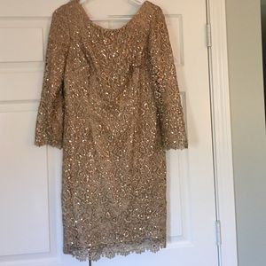 Gold lace and sequin size 10 sheath dress Gold lace and sequin size 10 sheath dress