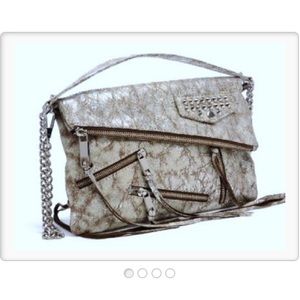 Rebecca Minkoff Handbags - Rebecca Minkoff washed silver leather biker clutch Rebecca Minkoff Handbags - Rebecca Minkoff washed silver leather biker clutch