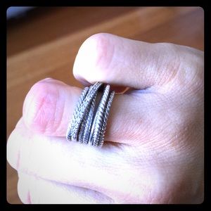 David Yurman Crossover Wide Ring with Diamonds David Yurman Crossover Wide Ring with Diamonds