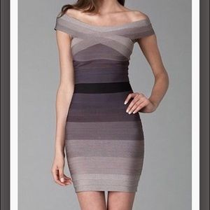 Herve Leger Off Shoulder Ombre Dress Herve Leger Off Shoulder Ombre Dress