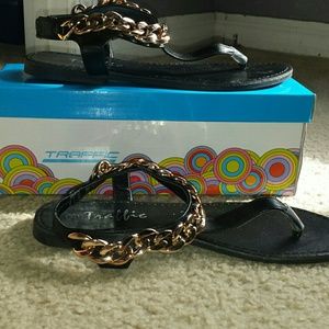 traffic Shoes - Gold and black sandals traffic Shoes - Gold and black sandals