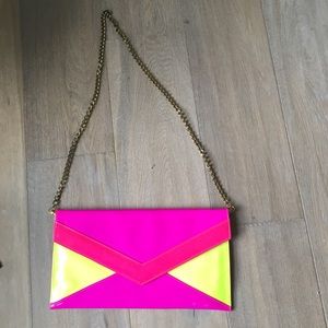 Neon Paten leather over sized envelope clutch Neon Paten leather over sized envelope clutch
