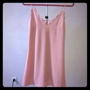 Pastel pink, thigh high dress with petal neck line Pastel pink, thigh high dress with petal neck line