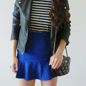 Dresses & Skirts - Blue checkered fluted mini skirt Dresses & Skirts - Blue checkered fluted mini skirt