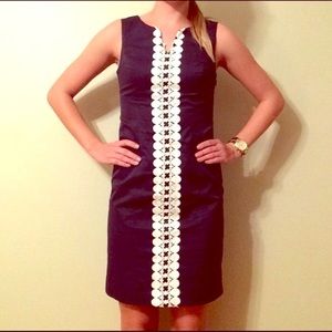 Merona blue slim dress with white detailing Merona blue slim dress with white detailing