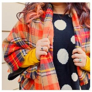 Accessories - Orange & Black Plaid Blanket Scarf Accessories - Orange & Black Plaid Blanket Scarf