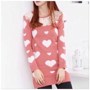  Heart crochet Peter Pan collar sweater Heart crochet Peter Pan collar sweater