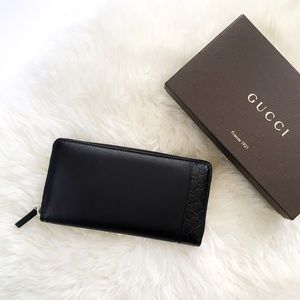 Gucci Handbags - Black Gucci Zip Around Guccissima Long Wallet Gucci Handbags - Black Gucci Zip Around Guccissima Long Wallet