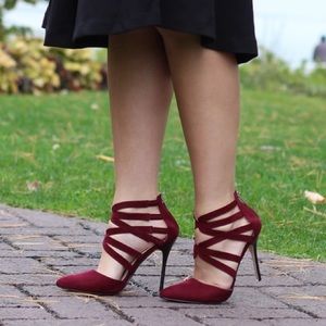 Anne Michelle Shoes - Wine Strappy Heels Anne Michelle Shoes - Wine Strappy Heels