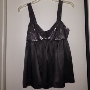 Silver sequin V neck silk blouse Silver sequin V neck silk blouse