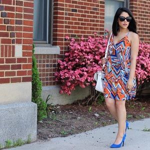 Dresses & Skirts - Blue & Orange Sleeveless Dress Dresses & Skirts - Blue & Orange Sleeveless Dress