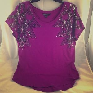Rock & Republic Tops - ⬇️ Purple Top with Silver Sequin Shoulder Detail Rock & Republic Tops - ⬇️ Purple Top with Silver Sequin Shoulder Detail