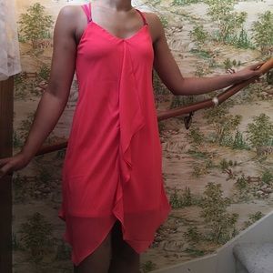 A. Byer Dresses & Skirts - SALE 💖Coral Ruffle Sharkbite Dress A. Byer Dresses & Skirts - SALE 💖Coral Ruffle Sharkbite Dress