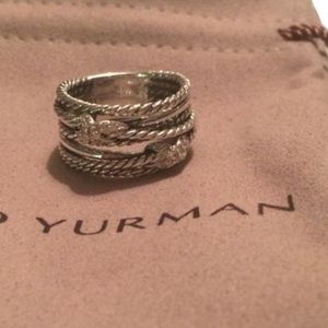 DAVID YURMAN DOUBLE CROSSOVER RING WITH DIAMONDS DAVID YURMAN DOUBLE CROSSOVER RING WITH DIAMONDS