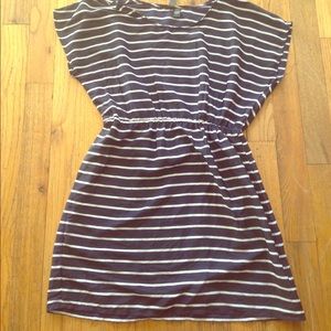 Navy blue striped dress. Navy blue striped dress.