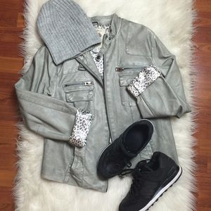 Jackets & Blazers - Grey Faux Leather Jacket Jackets & Blazers - Grey Faux Leather Jacket