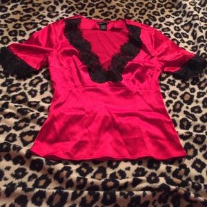 VS Red Silk and Black Lace Top VS Red Silk and Black Lace Top
