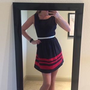 Navy blue with red stripes dress Navy blue with red stripes dress