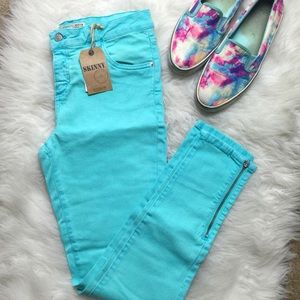 Cotton On Pants - Turquoise Skinny Jeans with Ankle Zipper Cotton On Pants - Turquoise Skinny Jeans with Ankle Zipper