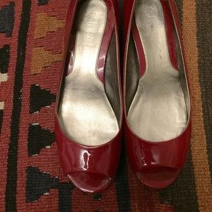 Cole Haan Shoes - Cole Haan Red Leather Peep-toe Wedges Cole Haan Shoes - Cole Haan Red Leather Peep-toe Wedges