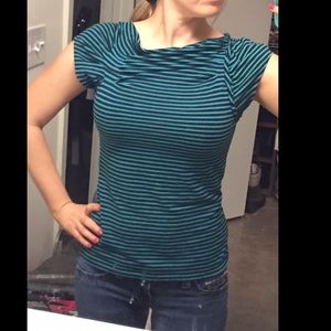 Anthropologie turquoise striped blouse Anthropologie turquoise striped blouse