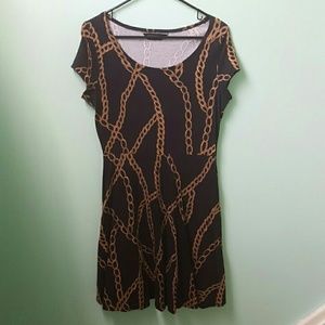 Dorothy Perkins Black and Gold Chain Skater Dress Dorothy Perkins Black and Gold Chain Skater Dress