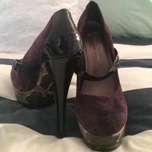 Jessica Simpson Purple Suede Snake Detail Pumps Jessica Simpson Purple Suede Snake Detail Pumps