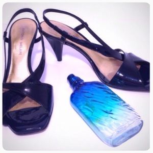 ANTONIO MELANI Shoes - Antonio Melani Navy Patent Leather 3" Heel Sandals ANTONIO MELANI Shoes - Antonio Melani Navy Patent Leather 3" Heel Sandals