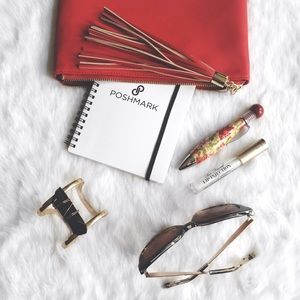Olivia + Joy Handbags - Red Fringe Leather Monogram "j" Clutch/Make Up Bag Olivia + Joy Handbags - Red Fringe Leather Monogram "j" Clutch/Make Up Bag