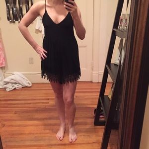 Lf stores Pants - Black romper with lace trim! Lf stores Pants - Black romper with lace trim!